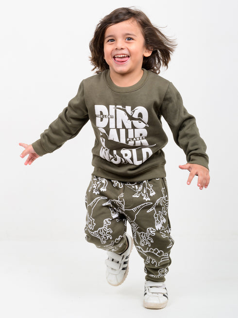 T-Rex Adventure Fleece Suit (Hunter Green)